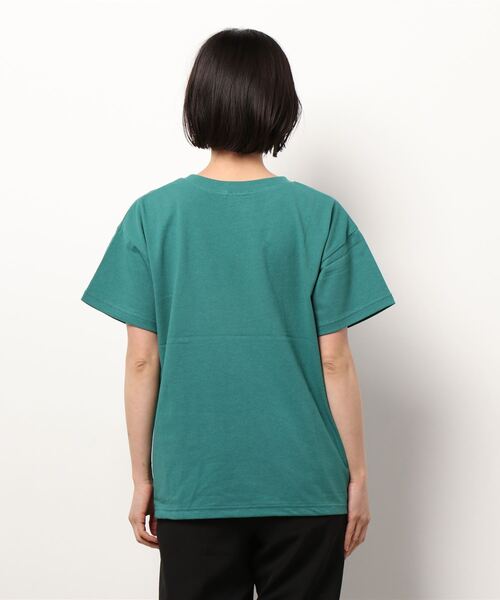 Samansa Mos2（サマンサ モスモス）の「【USAコットン】ベーシック半袖Tシャツ（Tシャツ/カットソー・レディース・オフホワイト/ピンク/イエロー/グリーン/チャコール・ﾌﾘ-）」の6枚目の写真