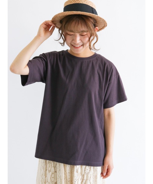 Samansa Mos2（サマンサ モスモス）の「【USAコットン】ベーシック半袖Tシャツ（Tシャツ/カットソー・レディース・オフホワイト/ピンク/イエロー/グリーン/チャコール・ﾌﾘ-）」の3枚目の写真