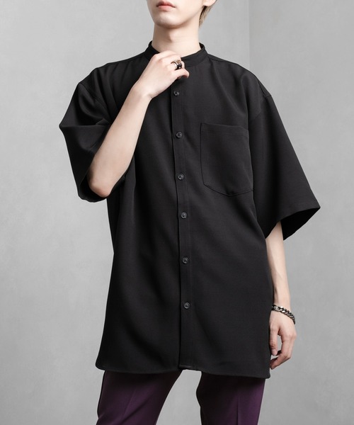 Adoon plain(アドーンプレーン)の「【Adoon plain】バンドカラー半袖シャツ(シャツ/ブラウス・メンズ・ブラック/オフホワイト・MEDIUM/LARGE)」の16枚目の写真
