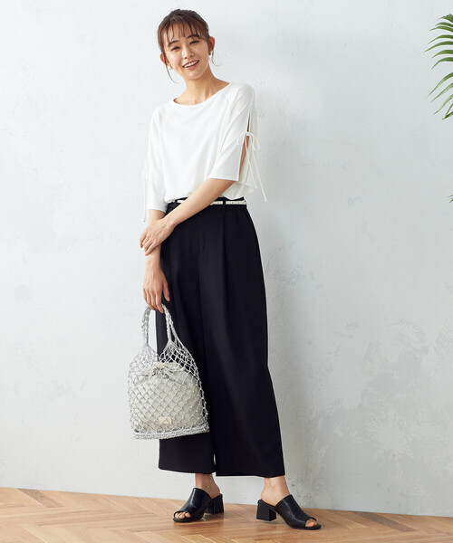 COMME CA ISM(コムサイズム)の「リボンスリーブ カットソー(Tシャツ/カットソー・レディース・ホワイト/イエロー/チャコール・MEDIUM/LARGE)」の4枚目の写真