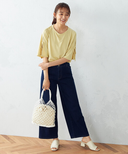 COMME CA ISM(コムサイズム)の「リボンスリーブ カットソー(Tシャツ/カットソー・レディース・ホワイト/イエロー/チャコール・MEDIUM/LARGE)」の7枚目の写真