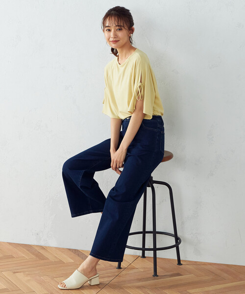 COMME CA ISM(コムサイズム)の「リボンスリーブ カットソー(Tシャツ/カットソー・レディース・ホワイト/イエロー/チャコール・MEDIUM/LARGE)」の8枚目の写真