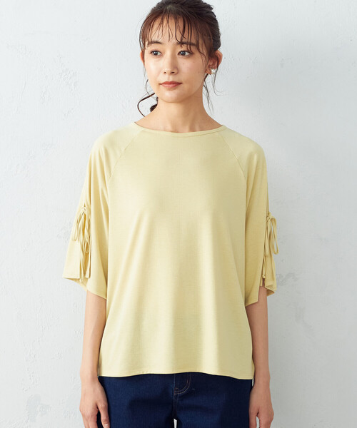 COMME CA ISM(コムサイズム)の「リボンスリーブ カットソー(Tシャツ/カットソー・レディース・ホワイト/イエロー/チャコール・MEDIUM/LARGE)」の11枚目の写真