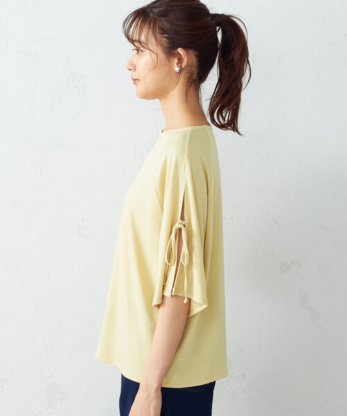 COMME CA ISM(コムサイズム)の「リボンスリーブ カットソー(Tシャツ/カットソー・レディース・ホワイト/イエロー/チャコール・MEDIUM/LARGE)」の12枚目の写真