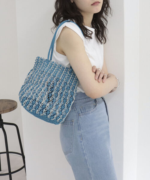 The Bagmati（ザバグマティ）の「【別注】【BAGMATI/バグマティ】MIXマクラメ ラウンドバッグ（トートバッグ・レディース・ブルー・FREE）」の12枚目の写真