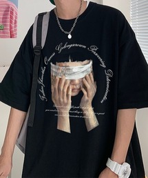 '目隠しプリントTシャツ