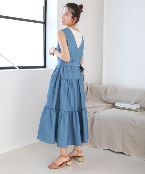 Bou Jeloud（ブージュルード）の「デニムティアードジャンスカ（ジャンパースカート・レディース・インディゴブルー/ブルー・38）」の10枚目の写真