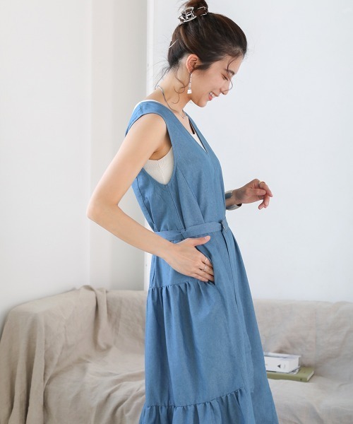 Bou Jeloud（ブージュルード）の「デニムティアードジャンスカ（ジャンパースカート・レディース・インディゴブルー/ブルー・38）」の12枚目の写真