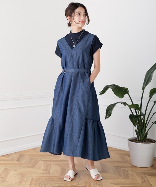 Bou Jeloud（ブージュルード）の「デニムティアードジャンスカ（ジャンパースカート・レディース・インディゴブルー/ブルー・38）」の5枚目の写真