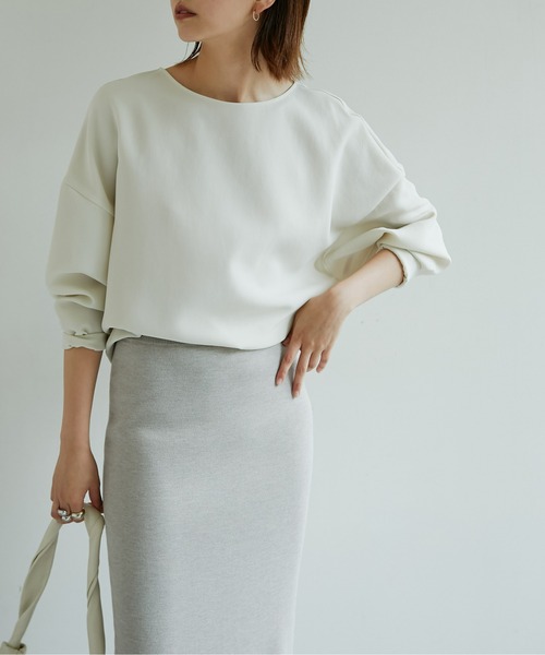 GALLARDAGALANTE(ガリャルダガランテ)の「ジャージードルマンブラウス(シャツ/ブラウス・レディース・オフホワイト/ブラック・FREE)」の1枚目の写真