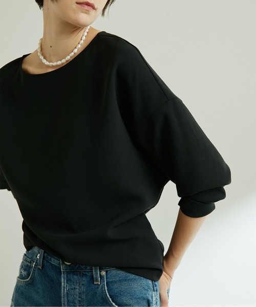 GALLARDAGALANTE(ガリャルダガランテ)の「ジャージードルマンブラウス(シャツ/ブラウス・レディース・オフホワイト/ブラック・FREE)」の6枚目の写真