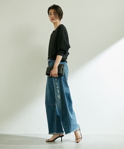 GALLARDAGALANTE(ガリャルダガランテ)の「ジャージードルマンブラウス(シャツ/ブラウス・レディース・オフホワイト/ブラック・FREE)」の10枚目の写真