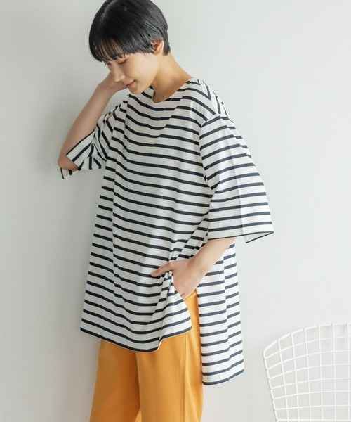 LEPSIM(レプシィム)の「マルチキノウチュニック2 281377(Tシャツ/カットソー・レディース・ホワイト/ブラック/イエロー/ブルー・FREE)」の2枚目の写真