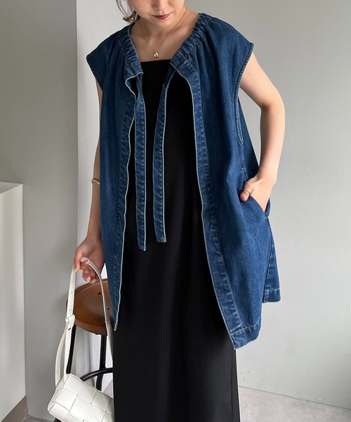 CAPRICIEUX LE'MAGE（カプリシューレマージュ）の「ドロストデニムベスト（ベスト・レディース・ブラック/ブルー・FREE）」の9枚目の写真