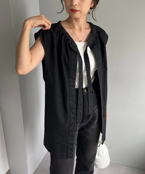 CAPRICIEUX LE'MAGE（カプリシューレマージュ）の「ドロストデニムベスト（ベスト・レディース・ブラック/ブルー・FREE）」の14枚目の写真