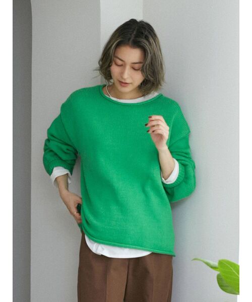 Ungrid（アングリッド）の「アウトリンキングクルーネックニット（ニット/セーター・レディース・チャコールグレー/オフホワイト/オレンジ/ブルー/グリーン・FREE）」の8枚目の写真