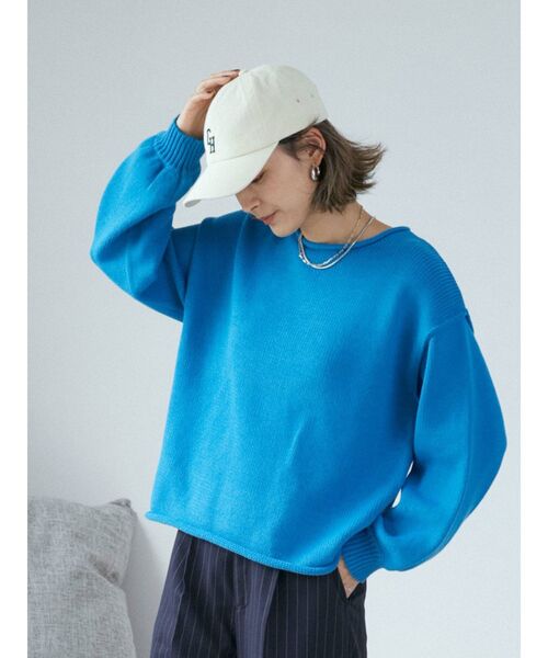 Ungrid（アングリッド）の「アウトリンキングクルーネックニット（ニット/セーター・レディース・チャコールグレー/オフホワイト/オレンジ/ブルー/グリーン・FREE）」の6枚目の写真