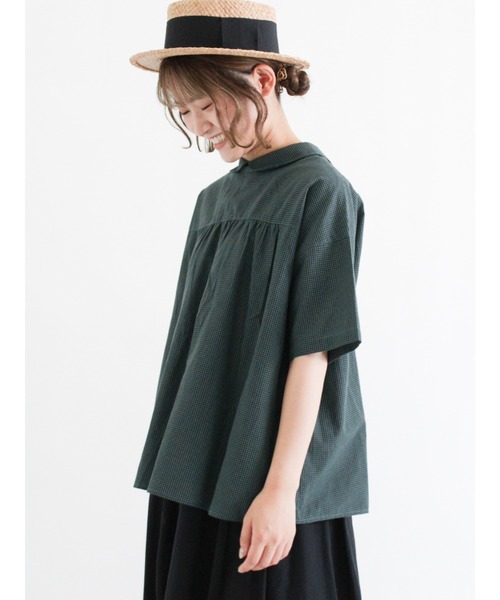 Samansa Mos2(サマンサ モスモス)の「丸襟前後着ギンガムチェックブラウス(シャツ/ブラウス・レディース・ブラック/ベージュ/グリーン/モカ・フリ-)」の18枚目の写真