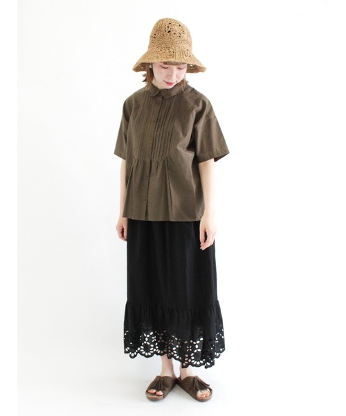 Samansa Mos2(サマンサ モスモス)の「丸襟前後着ギンガムチェックブラウス(シャツ/ブラウス・レディース・ブラック/ベージュ/グリーン/モカ・フリ-)」の6枚目の写真