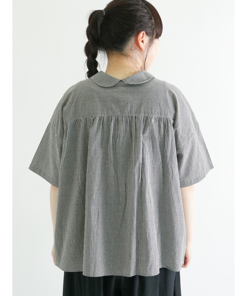 Samansa Mos2(サマンサ モスモス)の「丸襟前後着ギンガムチェックブラウス(シャツ/ブラウス・レディース・ブラック/ベージュ/グリーン/モカ・フリ-)」の19枚目の写真