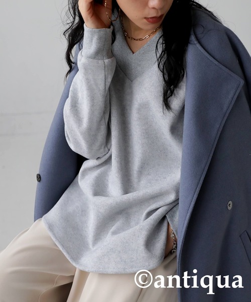 antiqua(アンティカ)の「極太リブ切り替えドルマントップス(Tシャツ/カットソー・レディース・ブラック/ベージュ/グレー・FREE)」の14枚目の写真