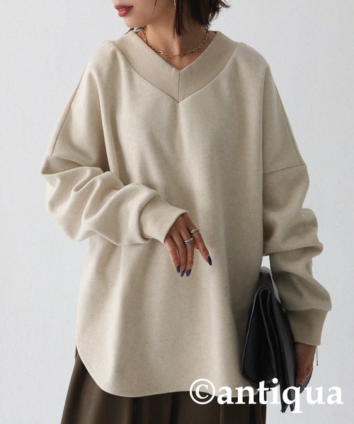 antiqua(アンティカ)の「極太リブ切り替えドルマントップス(Tシャツ/カットソー・レディース・ブラック/ベージュ/グレー・FREE)」の19枚目の写真