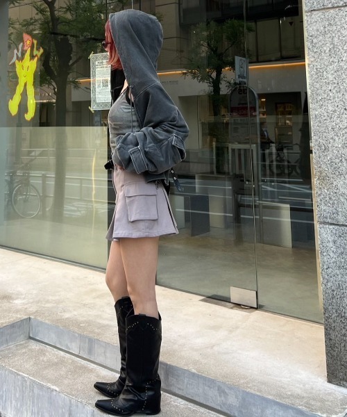 BLONDEY（ブロンディ）の「カーゴプリーツミニスカート（スカート・レディース・ブラック/ベージュ/カーキ/チャコールグレー/レッド/グレー・SMALL/MEDIUM）」の20枚目の写真