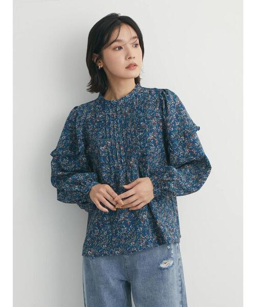 Green Parks(グリーンパークス)の「花柄フリルブラウス(シャツ/ブラウス・レディース・ブラック/ブルー・FREE)」の12枚目の写真