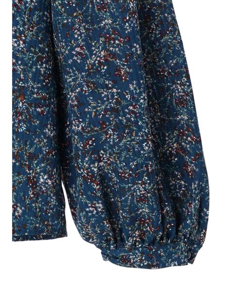 Green Parks(グリーンパークス)の「花柄フリルブラウス(シャツ/ブラウス・レディース・ブラック/ブルー・FREE)」の4枚目の写真