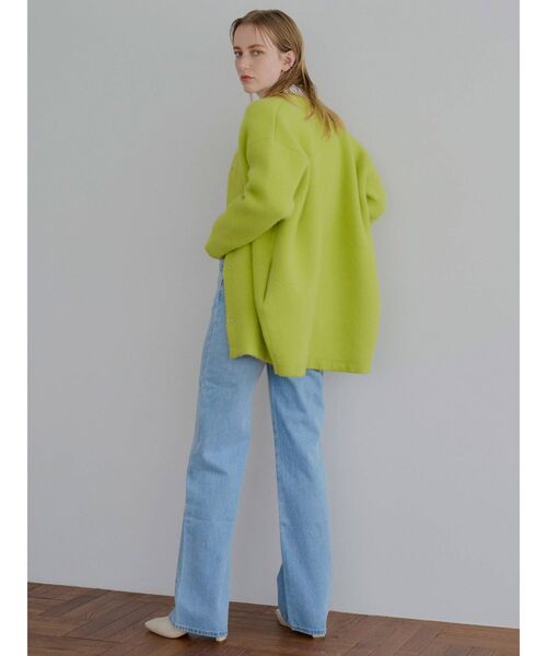 美品　エレンディーク　ラクーンカーディガン　イエロー ELENDEEK（エレンディーク）の「ラクーンミックスWカーディガン