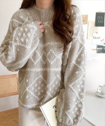 classicalelf | レトロに味付け。ループヤーン3Dジャガードハイネックニットプルオーバー(ニット/セーター)