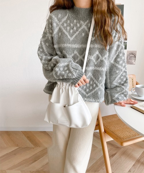 classicalelf（クラシカルエルフ）の「レトロに味付け。ループヤーン3Dジャガードハイネックニットプルオーバー（ニット/セーター・レディース・ベージュ/チャコールグレー/ブルー/アイボリー・MEDIUM/X-LARGE/LARGE/SMALL）」の19枚目の写真