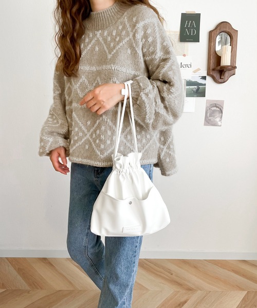 classicalelf（クラシカルエルフ）の「レトロに味付け。ループヤーン3Dジャガードハイネックニットプルオーバー（ニット/セーター・レディース・ベージュ/チャコールグレー/ブルー/アイボリー・MEDIUM/X-LARGE/LARGE/SMALL）」の14枚目の写真