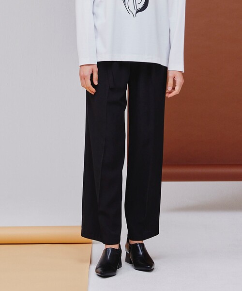 tk.TAKEO KIKUCHI（ティーケータケオキクチ）の「◆トロミツイルナローベルトワイドパンツ（その他パンツ・レディース・ブラック/ライトパープル/ネイビー・66）」の2枚目の写真