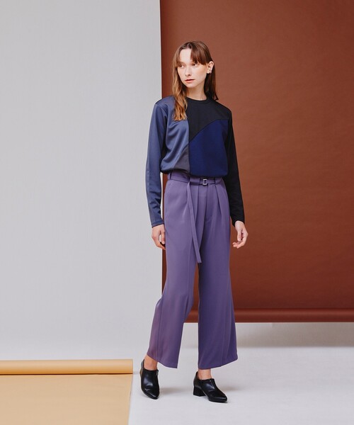 tk.TAKEO KIKUCHI（ティーケータケオキクチ）の「◆トロミツイルナローベルトワイドパンツ（その他パンツ・レディース・ブラック/ライトパープル/ネイビー・66）」の14枚目の写真