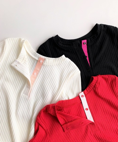 Q（キュー）の「2way 5分袖T（Tシャツ/カットソー・レディース・ブラック/レッド/アイボリー・MEDIUM）」の8枚目の写真