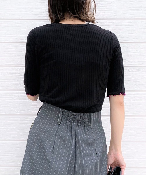 Q（キュー）の「2way 5分袖T（Tシャツ/カットソー・レディース・ブラック/レッド/アイボリー・MEDIUM）」の18枚目の写真