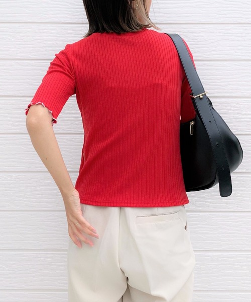 Q（キュー）の「2way 5分袖T（Tシャツ/カットソー・レディース・ブラック/レッド/アイボリー・MEDIUM）」の16枚目の写真