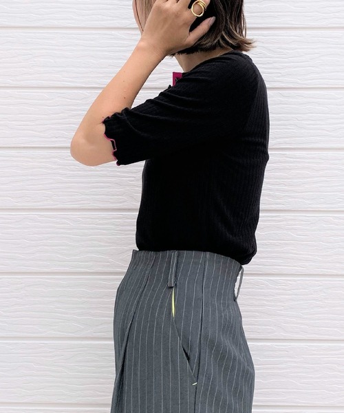 Q（キュー）の「2way 5分袖T（Tシャツ/カットソー・レディース・ブラック/レッド/アイボリー・MEDIUM）」の17枚目の写真