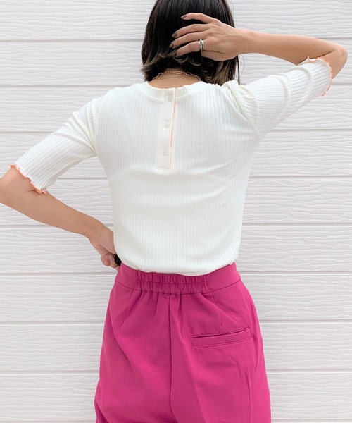 Q（キュー）の「2way 5分袖T（Tシャツ/カットソー・レディース・ブラック/レッド/アイボリー・MEDIUM）」の15枚目の写真