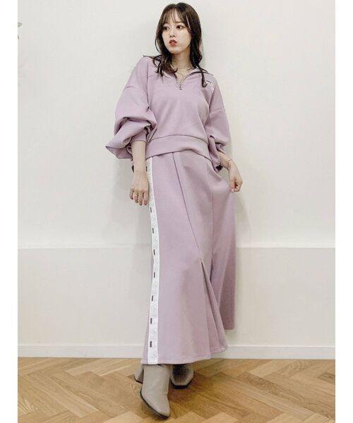 dazzlin（ダズリン）の「FILA×dazzlinコラボフロントジップショートトップス（Tシャツ/カットソー・レディース・ベージュ/ブラウン/ピンク・FREE）」の9枚目の写真