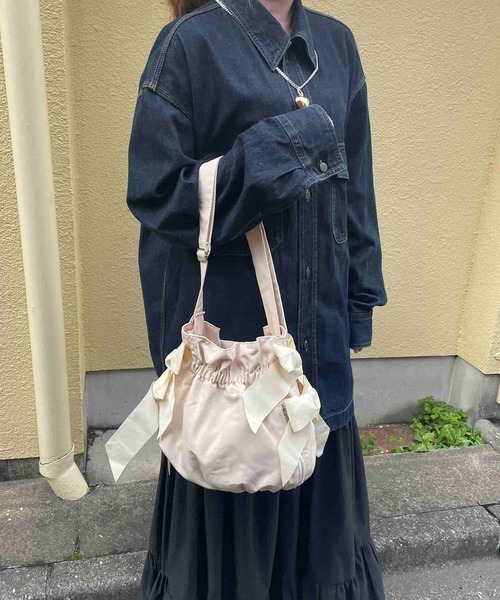 Casselini（キャセリーニ）の「Casselini(キャセリーニ)サイドダブルリボンBAG（ショルダーバッグ・レディース・ブラウン/ブラック/アイボリー/カーキ・FREE）」の14枚目の写真