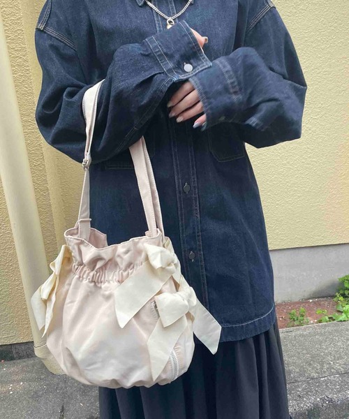 Casselini（キャセリーニ）の「Casselini(キャセリーニ)サイドダブルリボンBAG（ショルダーバッグ・レディース・ブラウン/ブラック/アイボリー/カーキ・FREE）」の18枚目の写真