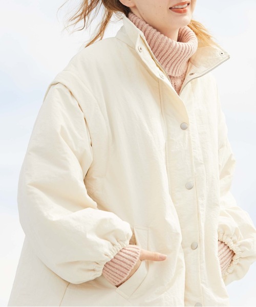 archives（アルシーヴ）の「袖取り外し中綿コート（ダウンジャケット/コート・レディース・グレイッシュベージュ/アイボリー/ブラック/ベージュ・MEDIUM）」の6枚目の写真