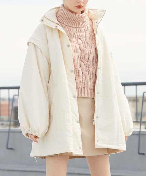 archives（アルシーヴ）の「袖取り外し中綿コート（ダウンジャケット/コート・レディース・グレイッシュベージュ/アイボリー/ブラック/ベージュ・MEDIUM）」の7枚目の写真