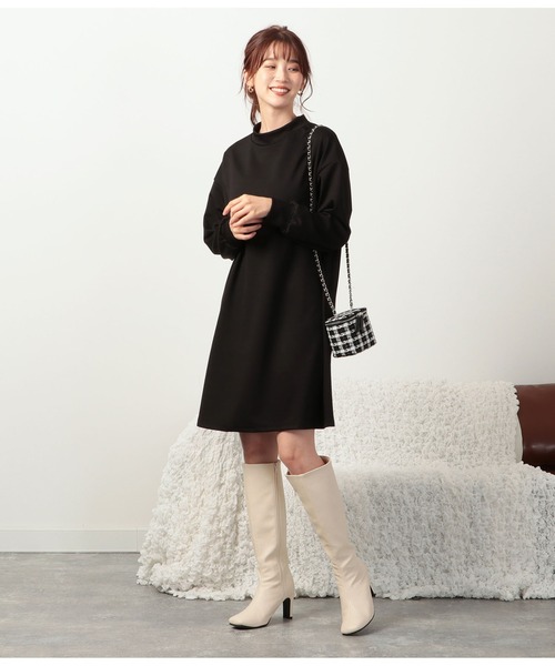 CHILLE（チル）の「スクエアトゥシンプルロングブーツ（ブーツ・レディース・ブラック/アイボリー・LL/S/M/L）」の14枚目の写真