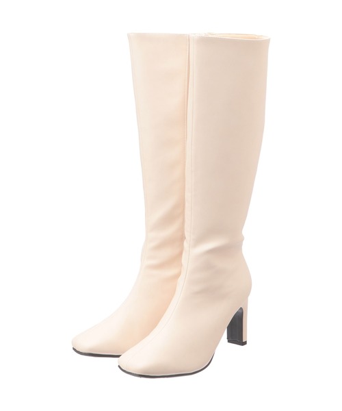 CHILLE（チル）の「スクエアトゥシンプルロングブーツ（ブーツ・レディース・ブラック/アイボリー・LL/S/M/L）」の19枚目の写真