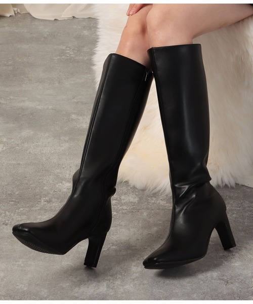 CHILLE（チル）の「スクエアトゥシンプルロングブーツ（ブーツ・レディース・ブラック/アイボリー・LL/S/M/L）」の8枚目の写真