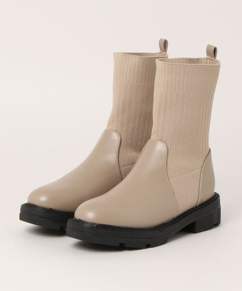 minia（ミニア）の「ソックスミドルブーツ（ブーツ・レディース・カーキ/グレイッシュベージュ/ブラック・S/M/L）」の16枚目の写真