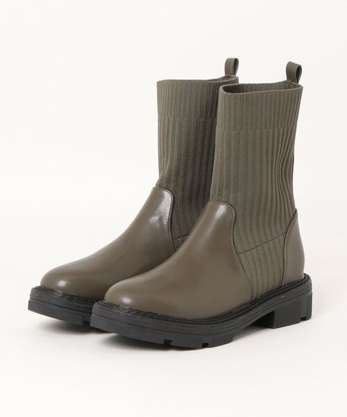 minia（ミニア）の「ソックスミドルブーツ（ブーツ・レディース・カーキ/グレイッシュベージュ/ブラック・S/M/L）」の20枚目の写真